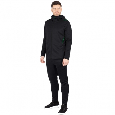 JAKO Leisure Suit Challenge with Hood (Jacket and Trousers, sporty cut) black/green Men