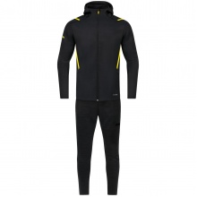 JAKO Leisure Suit Challenge with Hood (Jacket and Trousers, Sporty Cut) Black/Yellow Boys