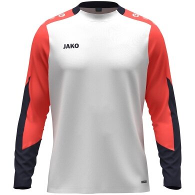 JAKO Sport Long Sleeve Shirt Dynamic (Polyester Eyelet) white/coral red/navy blue men's