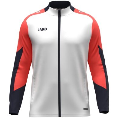 JAKO Polyester Jacket Dynamic (100% recycled Polyester) white/coral red/navy blue Men's