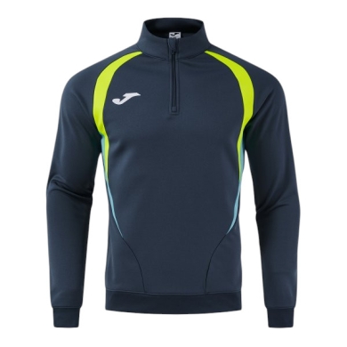 Joma Long Sleeve Championship 20 Sweatshirt (1/4 Zip, comfortable, recycled Polyester) navy blue/neon yellow Men's