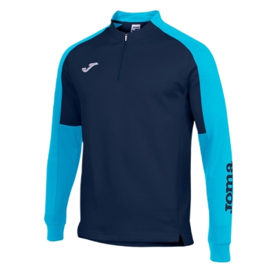 Joma Pullover Eco Championship Sweatshirt (Half-Zip, high wearing comfort) navy blue/turquoise men's
