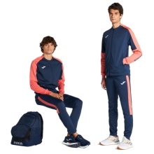 Joma Eco Championship Training Trousers (optimal freedom of movement, elastic waistband with drawstring) long navy blue/orange men's