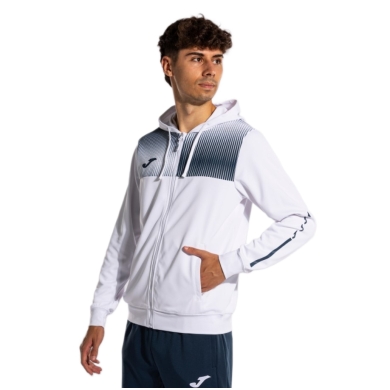 Joma Eco Supernova Full Zip Training Jacket with Hood (recycled polyester, soft material) white/navy blue men's