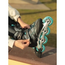 K2 Inline Skates Alexis 80 Alu (Wheels: 80mm/82A, Bearings: ABEC 5) grey/cyan blue ladies