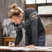 Kama Sweater Pullover 4060 Half Zip (Merino wool, warm) graphite grey men's