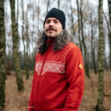 Kama Sweater Pullover 4065 Full Zip (Merino Wool) red Men's