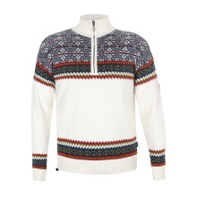 Kama Sweater Pullover 4097 Half Zip with Nordic Pattern (Merino Wool, very warm) white men's