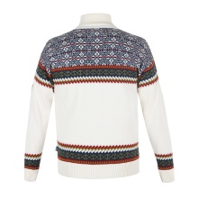 Kama Sweater Pullover 4097 Half Zip with Nordic Pattern (Merino Wool, very warm) white men's