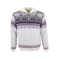 Kama Sweater Pullover 471 Half Zip with Winter Design (Merino Wool Blend) white Men's