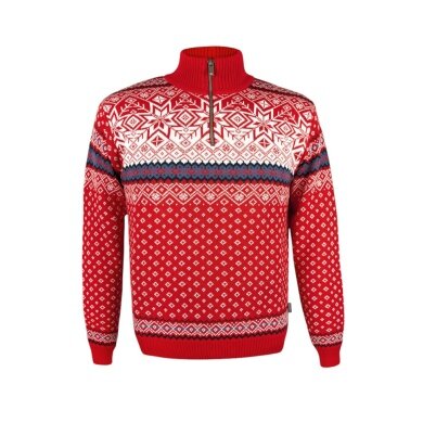 Kama Sweater Pullover 471 Half Zip with Winter Design (Merino Wool Blend) red Men's