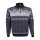 Kama Sweater Pullover 471 Half Zip with Winter Motif (Merino Wool Blend) navy blue Men's