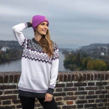 Kama Sweater Jumper 5045 with Nordic Pattern (Merino Wool Blend) white Ladies