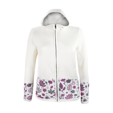 Kama Hooded Sweatshirt 5050 Full Zip (Merino Wool Blend, Windproof, Breathable) White Ladies