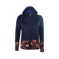 Kama Hooded Sweatshirt 5050 Full Zip (Merino Wool Blend, Windproof, Breathable) Navy Blue Ladies