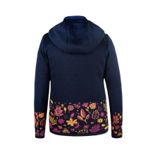 Kama Hooded Sweatshirt 5050 Full Zip (Merino Wool Blend, Windproof, Breathable) Navy Blue Ladies