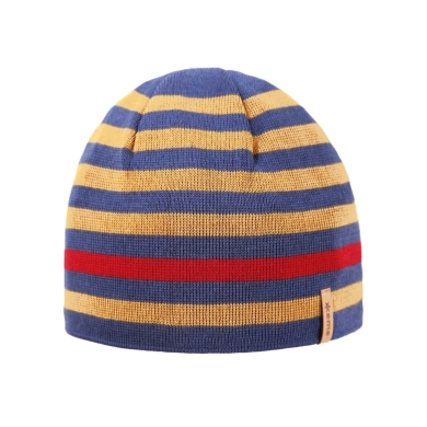Kama knitted hat (beanie) A162 Merino - blue/red/yellow - 1 piece