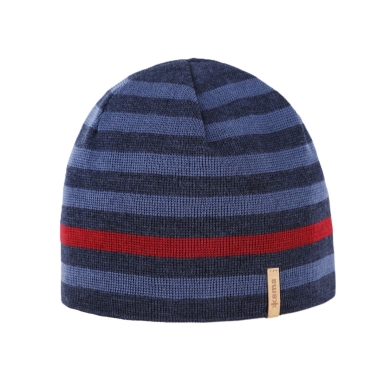 Kama knitted hat (beanie) A162 Merino - navy blue/blue/red - 1 piece