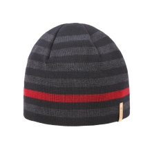 Kama knitted hat (beanie) A162 Merino - black/grey/red - 1 piece