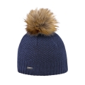 Kama knitted hat (pom-pom) A166 Merino - ladies navy blue - 1 piece
