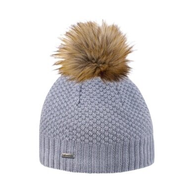 Kama knitted hat (pom-pom) A166 Merino - ladies grey - 1 piece