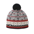 Kama knitted hat (pom-pom) AW76 Merino (windproof) - graphite grey/white/red - 1 piece