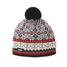 Kama knitted hat (pom-pom) AW76 Merino (windproof) - graphite grey/white/red - 1 piece