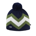 Kama knitted hat (pom-pom) A179 Merino - navy blue/green/white - 1 piece