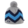 Kama knitted hat (pom-pom) A179 Merino - grey/navy blue/blue - 1 piece