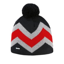 Kama knitted hat (pom-pom) A179 Merino - graphite grey/grey/red - 1 piece