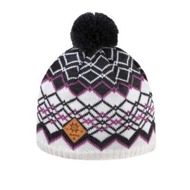 Kama knitted hat (pom-pom) A172 Merino - ladies white/black - 1 piece