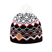 Kama knitted hat (pom-pom) A172 Merino - ladies black/white - 1 piece