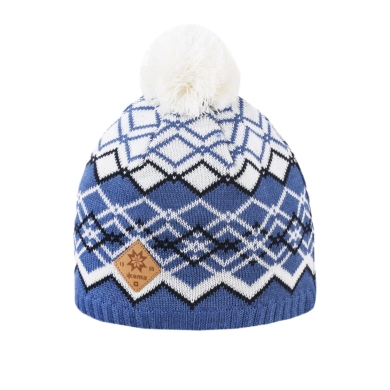 Kama knitted hat (pom-pom) A172 Merino - ladies blue/white - 1 piece