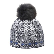 Kama knitted hat (pom-pom) A183 Merino - ladies navy blue/white - 1 piece