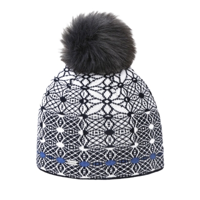 Kama knitted hat (pom-pom) A183 Merino - ladies navy blue/white - 1 piece