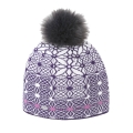 Kama knitted hat (pom-pom) A183 Merino - ladies violet/white - 1 piece