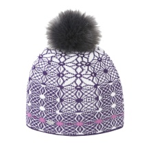 Kama knitted hat (pom-pom) A183 Merino - ladies violet/white - 1 piece
