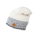 Kama knitted hat (beanie) A189 Merino - ladies white/grey - 1 piece