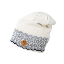 Kama knitted hat (beanie) A189 Merino - ladies white/grey - 1 piece