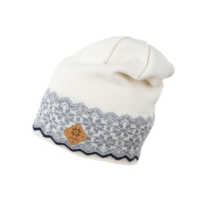 Kama knitted hat (beanie) A189 Merino - ladies white/grey - 1 piece