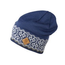 Kama knitted hat (beanie) A189 Merino - ladies blue/white - 1 piece