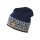 Kama knitted hat (beanie) A189 Merino - ladies navy blue/white - 1 piece