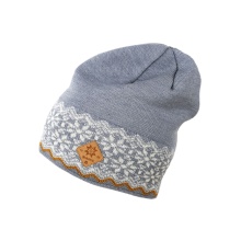 Kama knitted hat (beanie) A189 Merino - ladies grey/white - 1 piece