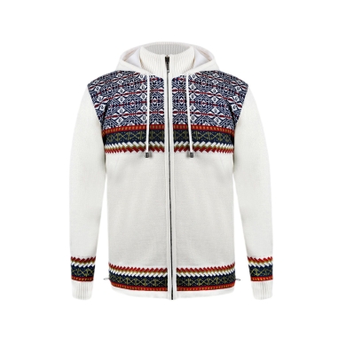 Kama Sweater Pullover 3097 Full Zip with Nordic Pattern (Hood, windproof) white Men's