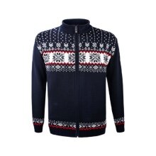Kama Sweater Pullover 3054 Full Zip made from merino wool (knitted material, windproof) dark blue men's