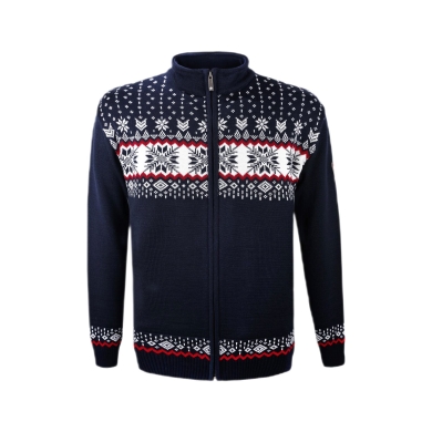 Kama Sweater Pullover 3054 Full Zip made from merino wool (knitted material, windproof) dark blue men's