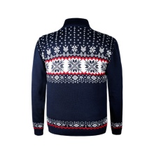 Kama Sweater Pullover 3054 Full Zip made from merino wool (knitted material, windproof) dark blue men's