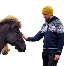 Kama Sweater Pullover 3064 Full Zip made from merino wool (with hood, windproof) dark blue men's