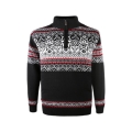 Kama Sweater Pullover 3371 Half Zip with Nordic Pattern (warm, windproof) black men's