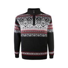 Kama Sweater Pullover 3371 Half Zip with Nordic Pattern (warm, windproof) black men's